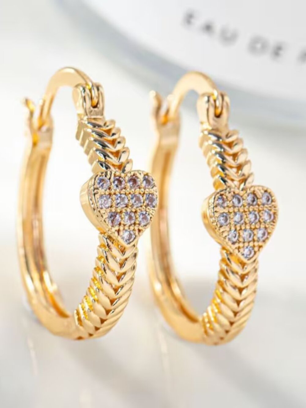 18K Gold Womens 2ct Diamond Small Hoop Earrings Ladies New 18 K Silver Jewelry